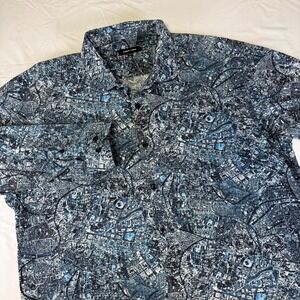 Jared Lang City Map Shirt AOP‎ Long Sleeve Men's Size 3XL